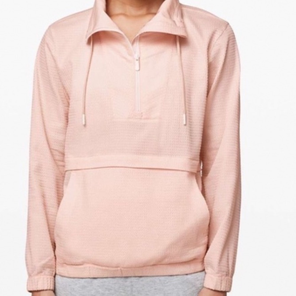 Lululemon Pack Light Pullover Pink Waffle Texture Half Zip Jacket Womens